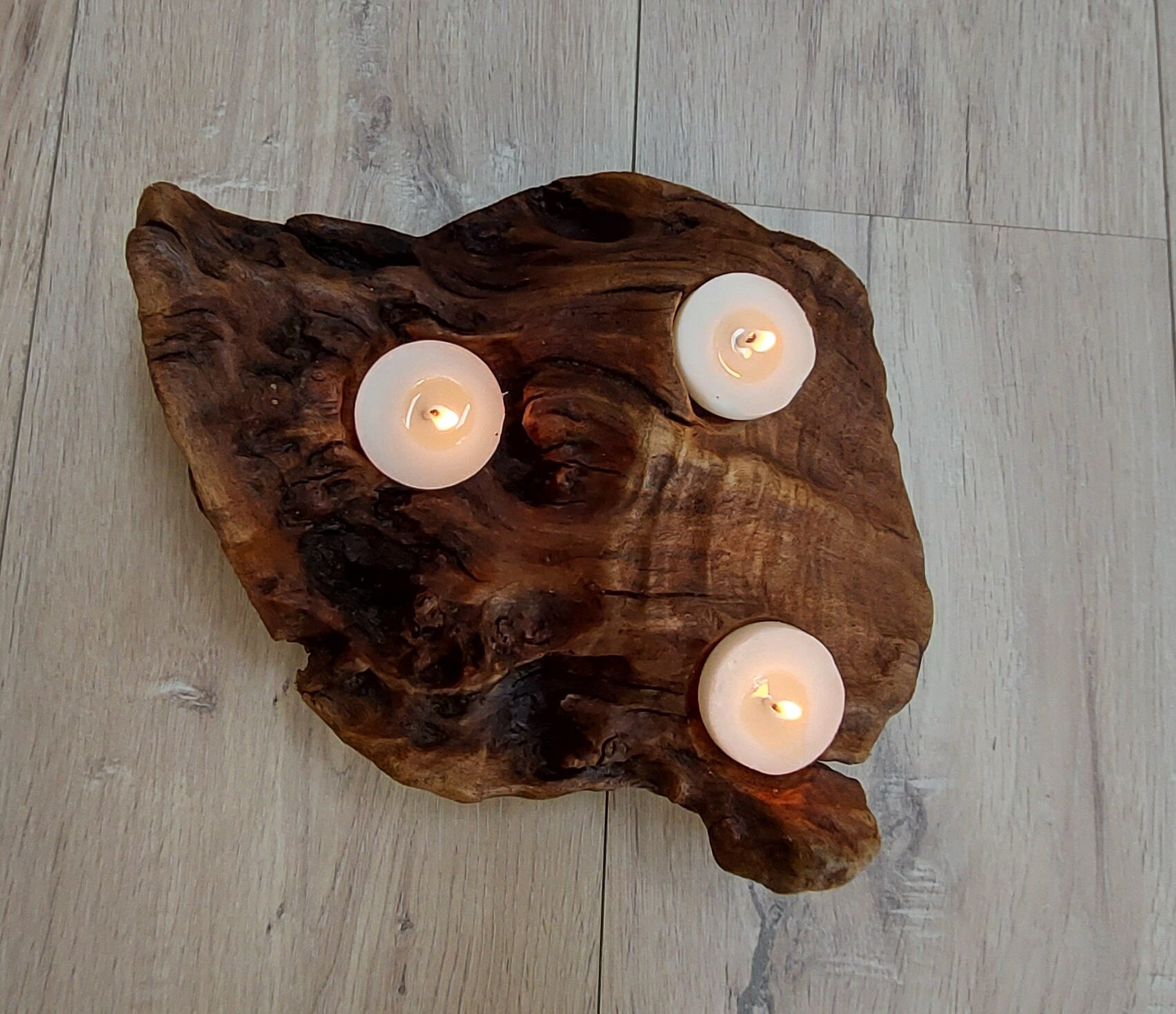 Bougie Décorative en Bois Flotté