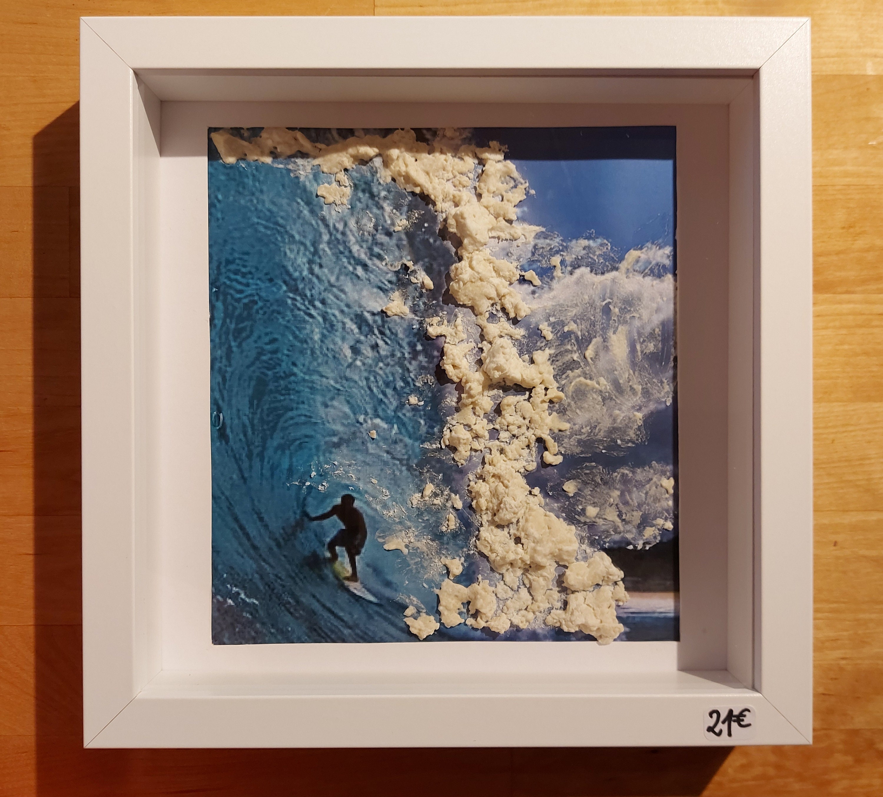 Cadre Photo en Relief 2D avec Un Surfeur Dans Le Tube