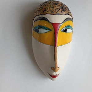 Wall mask, Ceramic handmade mask, Decorative mask, Vintage decorative mask, Wall hanging mask, Modern sculpture, Ceramic wall art, Art mask