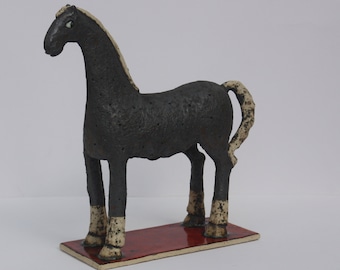 Ceramic horse, Ceramic statue, Black horse sculpture, Ceramic animals, Horse pottery, Ceramic sculpture, Horse design, Horse figure