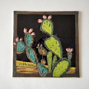 Piastrelle con cactus, Piastrelle in ceramica, Piastrelle per arredamento, Figura appesa, Piastrelle decorative, Piastrelle in ceramica, Piastrelle in ceramica, Piastrelle con motivo cactus, Cactus