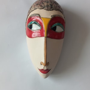 Wall mask, Ceramic mask, Handmade mask woman, Hanging wall mask, Woman mask, OOAK mask, Wall decor, Modern mask, Ceramic mask, Art pottery