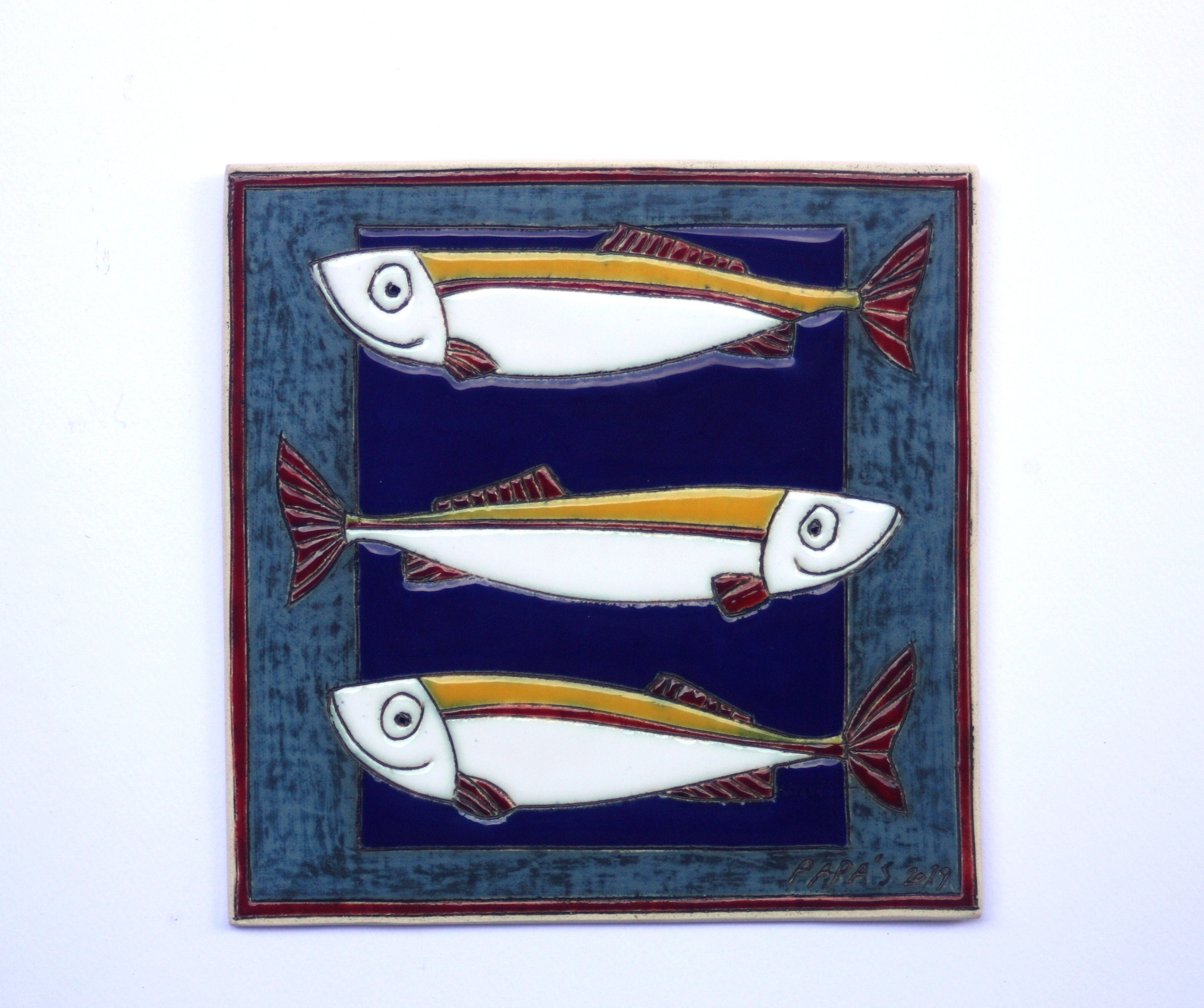 Wall Hanging Tile With Fish Handmade Tile Wall Hanging - Etsy