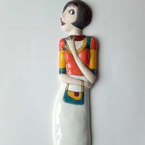 Ceramic wall sculpture, Ceramic Figures, Woman sculpture, Hanging sculpture, Art fine ceramic, Modern ceramic, Contemporary art