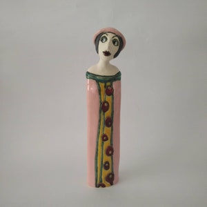Ceramic sculpture, Woman statue, Handmade woman sculpture, Pottery woman, Christmas gift for her, Home decor statue, Art pottery, Art deco