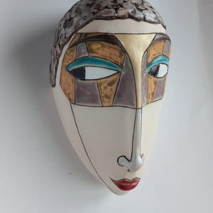 Wall mask, Ceramic handmade mask, Decorative mask, Vintage decorative mask, Wall hanging mask, Modern sculpture, Ceramic wall art, Art mask