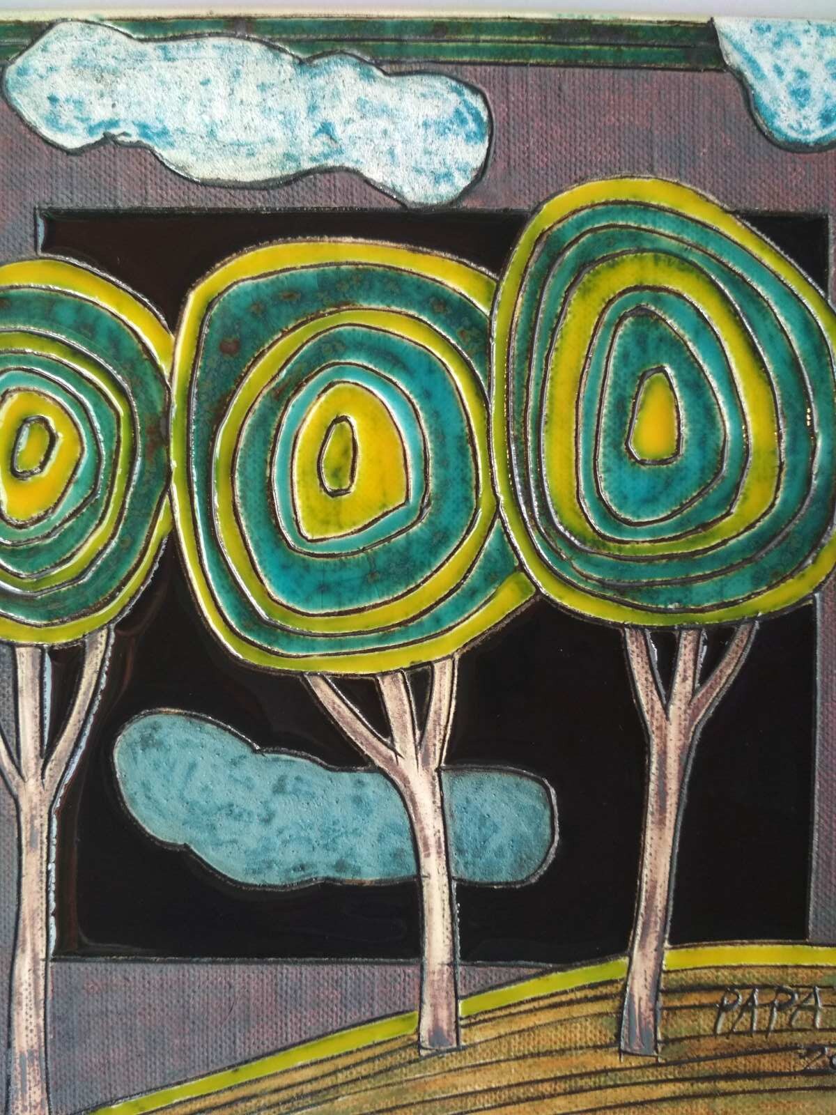 Handgemachte Keramik Kunst Fliese Fliese mit Bäumen | Etsy