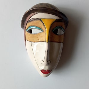Modern sculpture, Wall art sculpture, Handmade mask, Home decor mask, Ceramic face,  Ceramic wall mask, Mask of woman, Pottery mask