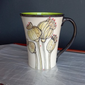 Ceramic mug, Coffee mug, Tea mug, Mug with poppies, Unique mug, Stoneware Mug, Poppies mug, Tea or coffee cup, Handmade mug, Stoneware mug