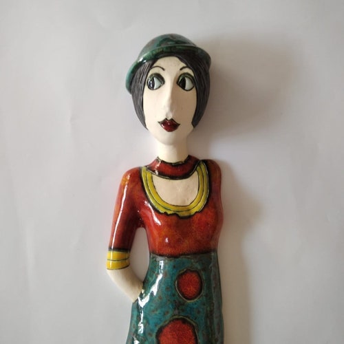 Woman sculpture, Art doll sculpture, Ceramic sculpture, shops 3D wall figure, Modern ceramic, OOAK doll, Wall hanging