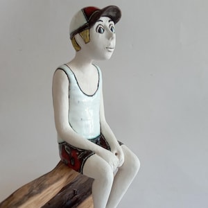 Ceramic statue, Sculpture of boy, Handmade figure, Pottery handmade sculpture, Handmade ceramic figure