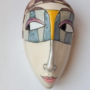 Ceramic mask, Hanging wask, Wall mask, Home decor mask, Handmade ceramic sculpture, Ceramic artwork, Woman mask, Face sculpture