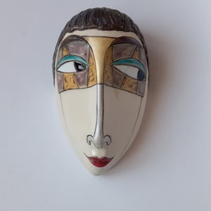 Ceramic mask handmade, Ceramic face, Ceramic sculpture, Mask for wall, Fireplace decor, Office decor, Decorative mask