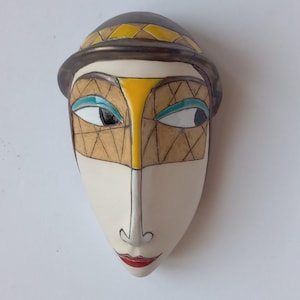 Modern sculpture, Wall art sculpture, Handmade mask, Home decor mask, Ceramic face,  Ceramic wall mask, Pottery mask