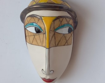 Modern sculpture, Wall art sculpture, Handmade mask, Home decor mask, Ceramic face,  Ceramic wall mask, Pottery mask