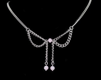 Chain Bow Necklace, Stainless steel, Handmade