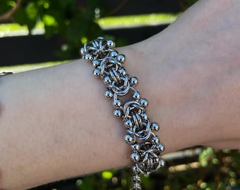 Bubble Chainmail Bracelet, Chainmaille, Byzantine, Stainless steel, Handmade