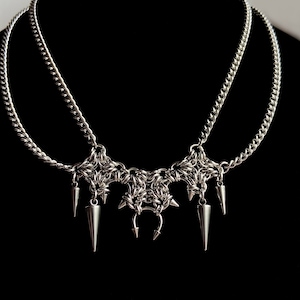 Cyber spikes necklace Stainless steel, Handmade
