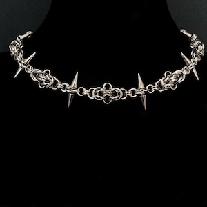 Thorns Necklace, Spiked Chainmail, Byzantine, Stainless steel, Handmade afbeelding 5