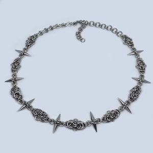 Thorns Necklace, Spiked Chainmail, Byzantine, Stainless steel, Handmade afbeelding 4
