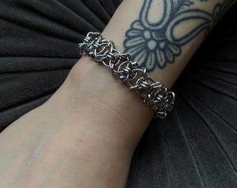 Chunky Chainmail Bracelet, Stainless steel, Handmade