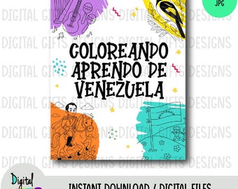 Learning about Venezuela through coloring. Coloring Book - 13 images to color and 2 activities, PDF and JPG format