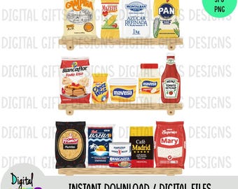 Pantry with Venezuelan products. Design of each product separately. Formats: jpg, png, and svg (Vectors).