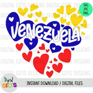 Venezuela corazoncitos, diseño Svg, Png, Jpg Design, Silhouette, Cricut, Cut Files.