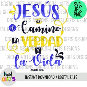 Jezus jest drogą, projekt SVG, PNG, projekt koszulki Jpg, sylwetka, Cricut, pliki cięte.
