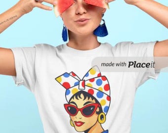 Woman with PAN flour and sunglasses, 4 styles in SVG, PNG, JPG formats