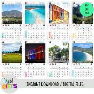 Mini Calendario imprimible Venezuela 2025. Formatos PDF (tamaño carta), JPG/PNG (imágenes por mes). Archivo Digital