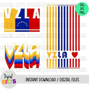 Venezuela tricolor lettering, 3 designs in SVG, PNG, and JPG formats image 1