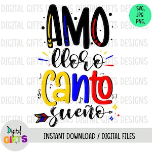 Eu amo, eu choro, eu canto, eu sonho, design Svg, PNG, design de camiseta Jpg, Silhouette, Cricut, arquivos de corte.