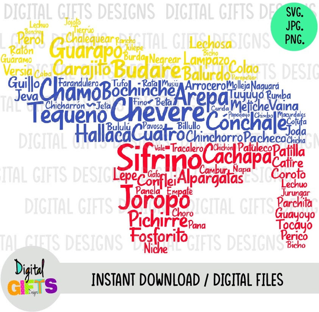 Mapa palabras venezolanas, diseño Svg, Png, Jpg Design, Silhouette, Cricut,  Cut México