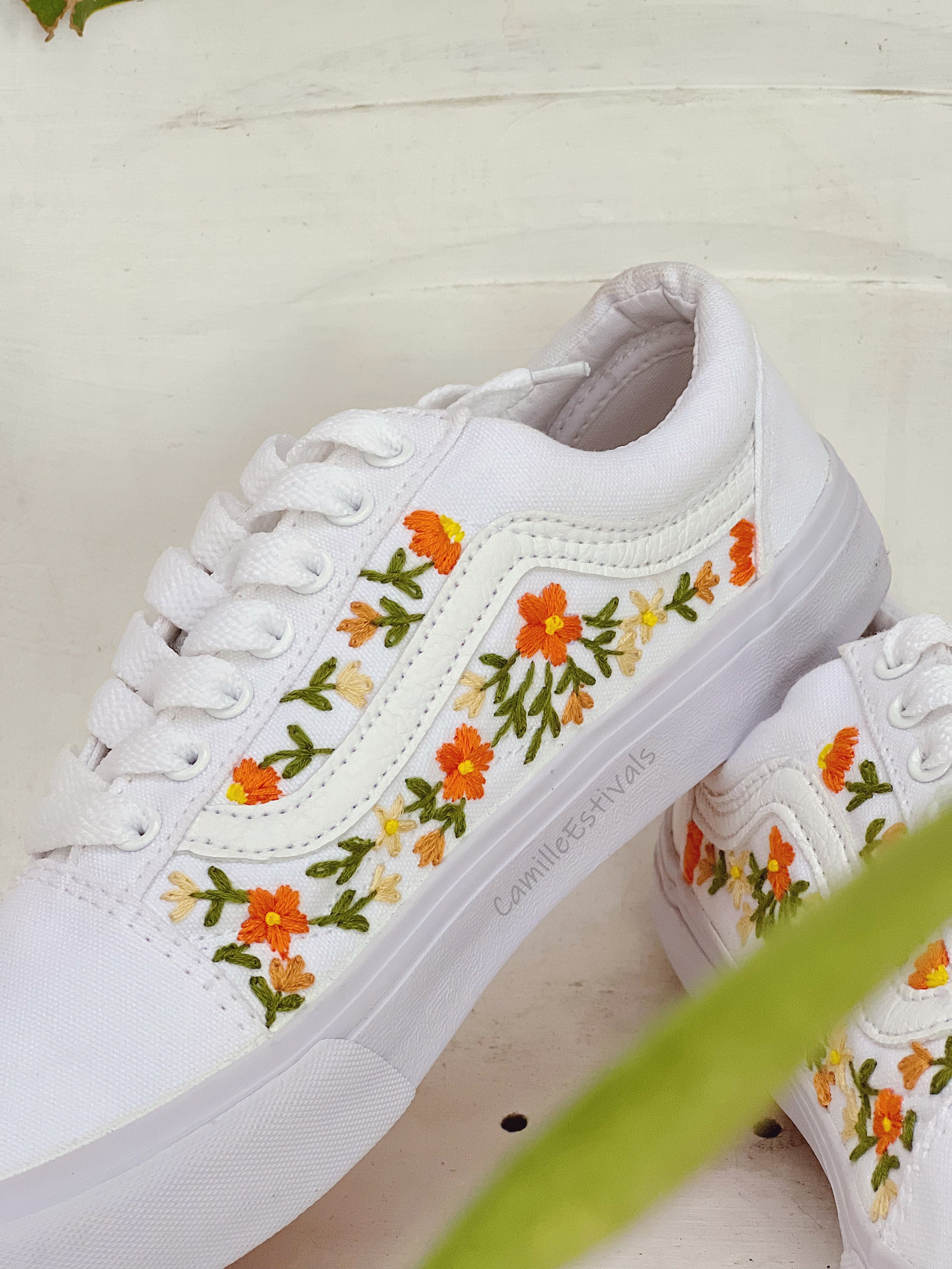 Embroidered Vans Slip On Shoes – AfterAugustCo