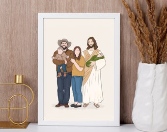 Custom Jesus Christ Portrait, Miscarriage family portrait, Baby loss, Lost of Loved, Memorial Keepsake, Angel portrait, Walking with Jesus