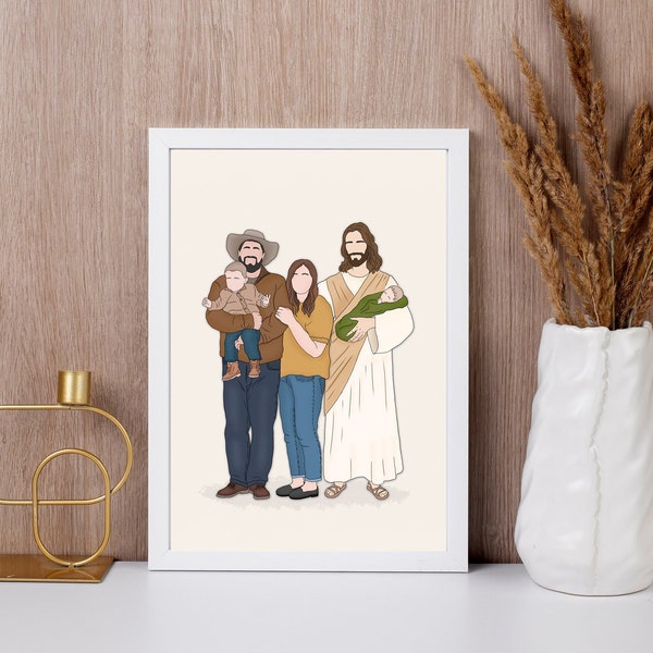 Custom Jesus Christ Portrait, Miscarriage family portrait, Baby loss, Lost of Loved, Memorial Keepsake, Angel portrait, Walking with Jesus