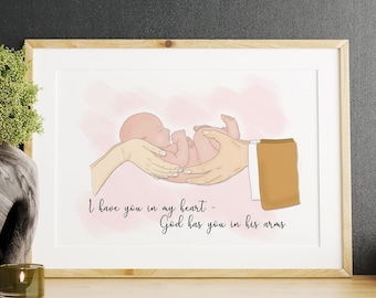 Infant Loss - Miscarriage - Baby Heaven Art - Jesus Holding Baby - Memorial Stillborn portrait - Baby Loss print - Mother’s Grief