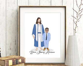 Custom portrait with Jesus, Christmas gift, LDS Baptism Print, Faceless Portrait, I Walk By Faith, baby loss, miscarriage