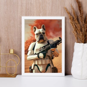 Portrait d'animal de compagnie Stormtrooper, portrait de chien de film vedette personnalisé, guerres Jedi, portrait de chat, portrait d'animal de compagnie de dessin animé, cadeau de réconfort, mémorial pour animal de compagnie