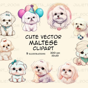 Maltese vector png clipart - Maltese puppy nursery design - Vector Dog Portrait - Hand Drawn sublimation design - Maltese mom