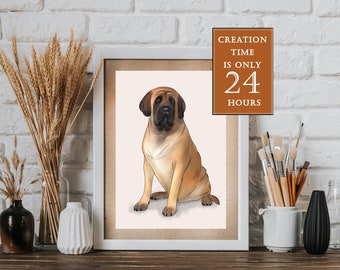 Benutzerdefinierte Hundeportrait, Verlust eines geliebten, Weihnachtsgeschenk, Cheer up Geschenk, Haustierportrait, benutzerdefinierte Karikatur, Haustierverlustgeschenk, Haustier-Denkmal, Hundemama