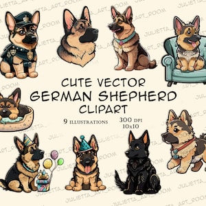 German Shepherd cute clipart, Shepherd Png Sublimation, Dog clipart, Hand Drawn Shepherd, DIY portrait, Shepherd mom, Dog portrait