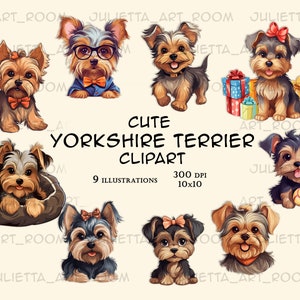 Yorkshire Terrier dog cute clipart, Yorkie png illustration on transparent background, DIY portrait, Yorkie mom, Yorkipoo clipart