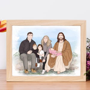Custom portrait with Jesus, Lost of Loved, Memorial Keepsake, Miscarriage family portrait, Angel portrait, Christ holding baby