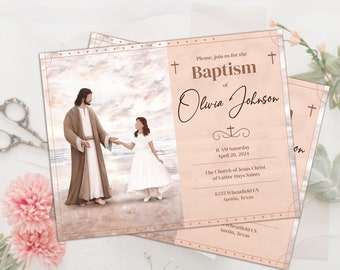 LDS Baptism Girl Custom Invitation - Baptism Invitation Template - LDS Girl Baptism - Baptism Announcement - Baptism Digital Invitation