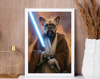 Obi Van Hundeportrait, Star benutzerdefinierte Haustier Portrait, Weihnachtsgeschenk, Film Haustier Illustration, Jedi Wars, Katzen Portrait, Haustier Verlust Geschenk