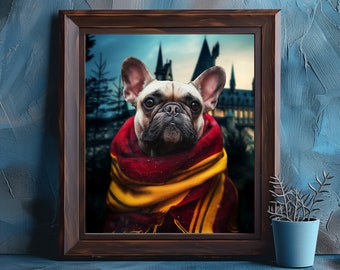 Custom wizard dog portrait, Magic school pet portrait, Custom Wizarding Universe pet illustration, cheer up gift