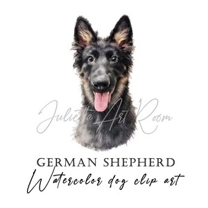 German Shepherd watercolor clipart, Shepherd Png Sublimation, Dog clipart, Hand Drawn Shepherd, DIY portrait, Shepherd mom,  Dog portrait