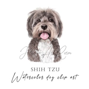 Shih Tzu aquarelle clip art, Shih tzu dogs png, Dog clipart, DIY portrait, hand-drawn art, Sublimation Design, Shih Tzu mom, dog face